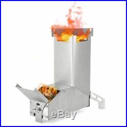 Outdoor Collapsible Wood Burning Stainless Steel Rocket Stove Backpacking Camp
