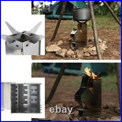 Outdoor Collapsible Wood Burning Stove Detachable Portable Stainless Steel