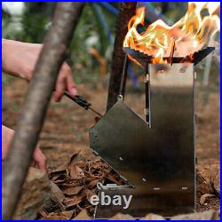 Outdoor Collapsible Wood Burning Stove Detachable Portable Stainless Steel M0Q0