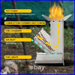 Outdoor Collapsible Wood Burning Stove Detachable Portable Stainless Steel O3B6