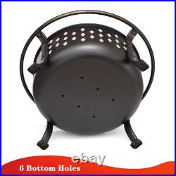 Outdoor Fire Pit Wood Burning Backyard Patio Stove Cover Steel Round Grill 36