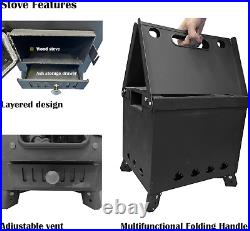 Outdoor Foldable Camping Stove Camp Tent Stove, Portable Wood Burning Stove with Outdoor Foldable Camping Stove Camp Tent Stove, Portable Wood Burning Stove with