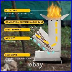 Outdoor Picnic BBQ Collapsible Wood Burning Stove Foldable Rocket Camping Stove