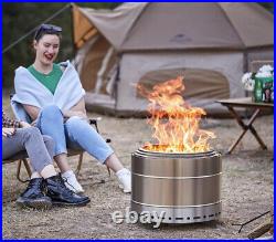 Outdoor Portable 19 Fire Pit Camping Wood Burning Smokeless with Cover
