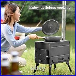 Outdoor Portable Camping Wood Stove Picnic Cook Folding Heating Wood Burning A6