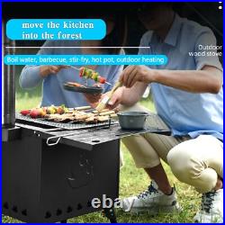 Outdoor Portable Camping Wood Stove Picnic Cook Folding Heating Wood Burning CA