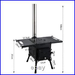 Outdoor Portable Camping Wood Stove Picnic Cook Folding Heating Wood Burning CA