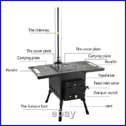 Outdoor Portable Camping Wood Stove Picnic Cook Folding Heating Wood Burning CA