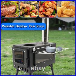 Outdoor Portable Hot Tent Camping Wood Burning Stove with Pipe For Tent Cooking