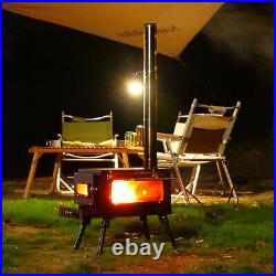 Outdoor Portable Hot Tent Camping Wood Burning Stove with Pipe For Tent Cooking