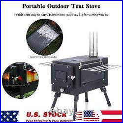 Outdoor Portable Tent Camping Wood Burning Stove with Pipe For Tent Cooking EP