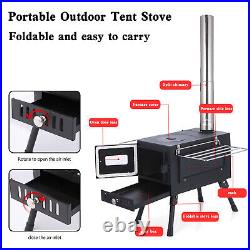 Outdoor Portable Tent Camping Wood Burning Stove with Pipe For Tent Cooking EP