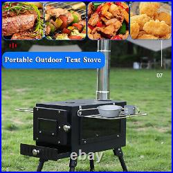 Outdoor Portable Tent Camping Wood Burning Stove with Pipe For Tent Cooking EP