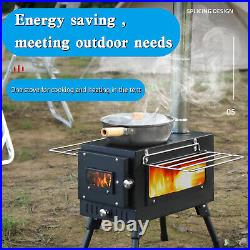 Outdoor Portable Tent Camping Wood Burning Stove with Pipe For Tent Cooking EP