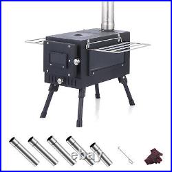 Outdoor Portable Tent Camping Wood Burning Stove with Pipe For Tent Cooking EP