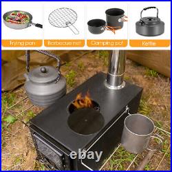 Outdoor Portable Tent Stove Wood Burning for Camping Heating and Cooking E1I4