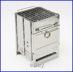 Outdoor Survival Stove Stainless Steel Folding Camping Wood Burning BBQ Portable