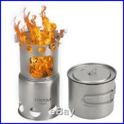 Outdoor Titanium Camping Stove Backpacking Stove Wood Burning Cooking Stove V8F0
