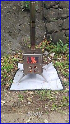 Outdoor Wood Burning Camping Stove Survival Grill Portable Cooking for Bell Tent
