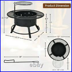 Outdoor Wood Burning Fire Pit Backyard BBQ Cook Bowl Heating Stove Free Shipping