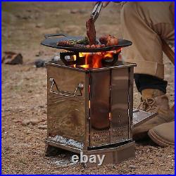 Outdoor Wood Burning Stove Camping Wood Stove Foldable Stainless Steel For