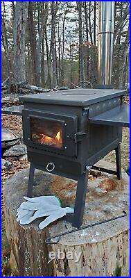 Outdoor Wood Burning Stove Chimney Portable Camping Heating Cooking Tent Heater
