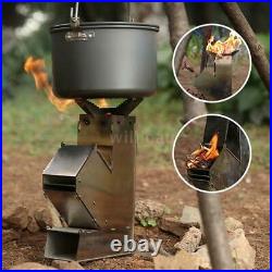 Outdoor Wood Burning Stove Detachable Portable Stainless Camping Rocket Burner