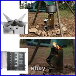 Outdoor Wood Burning Stove Detachable Portable Stainless Camping Rocket Burner