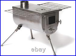 Outdoor Wood Burning Stove Large Portable Tent Heater Camping Cooking with Pipe