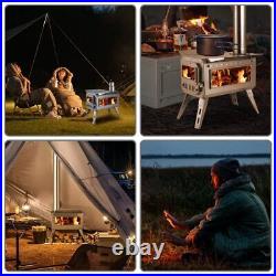 Outdoor Wood Burning Stove Portable Camping with Chimney Pipe For BBQ Cooking
