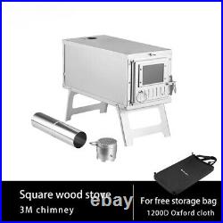 Outdoor Wood Burning Stove Portable Detachable Heating Tent Camping Cooking Warm