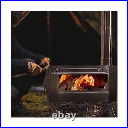 Outdoor Wood Burning Stove, Portable with Chimney Pipe for Cooking, Camping