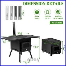 Outdoor Wood Burning Stove, Portable with Chimney Pipe for Cooking, Camping Outdoor Wood Burning Stove, Portable with Chimney Pipe for Cooking, Camping