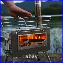 Outdoor Wood Burning Stove Tent Stove With Chimney Pipe For Cooking Camping GS0