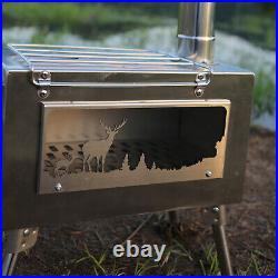Outdoor Wood Burning Stove Tent Stove With Chimney Pipe For Cooking Camping GS0