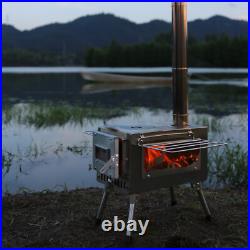 Outdoor Wood Burning Stove Tent Stove With Chimney Pipe For Cooking Camping GS0