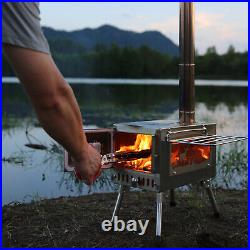 Outdoor Wood Burning Stove Tent Stove With Chimney Pipe For Cooking Camping GS0