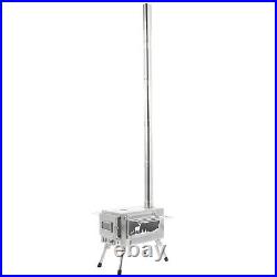 Outdoor Wood Burning Stove Tent Stove With Chimney Pipe For Cooking Camping GS0