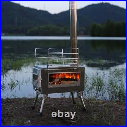Outdoor Wood Burning Stove Tent Stove With Chimney Pipe For Cooking Camping GS0