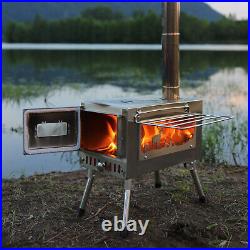 Outdoor Wood Burning Stove Tent Stove With Chimney Pipe For Cooking Camping GS0
