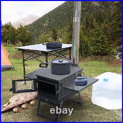 Outdoor Wood Burning Stove with Chimney Pipes Portable Camping Heating Tent Heater