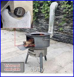 Outdoor Wood Stove Camping Hot Tent BBQ Stove 16.9 for Outdoor with Pipe gloves