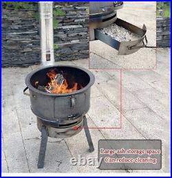 Outdoor Wood Stove Camping Hot Tent BBQ Stove 16.9 for Outdoor with Pipe gloves