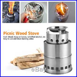 Outdoor Wood Stove Gas Backpacking Pocket Portable Survival Wood Burning Camping