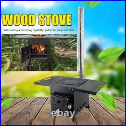 Outdoor Wood Stove with 3 Interlocking Stove Pipes for Home Camping Tent Cooking