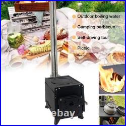 Outdoor Wood Stove with 3 Interlocking Stove Pipes for Home Camping Tent Cooking