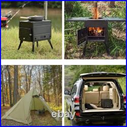 Outdoor Wood Stove with 3 Interlocking Stove Pipes for Home Camping Tent Cooking
