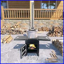 Outdoor Wood Stove with 3 Interlocking Stove Pipes for Home Camping Tent Cooking