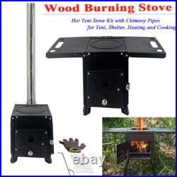 Outdoor Wood Stove with 3 Interlocking Stove Pipes for Home Camping Tent Cooking