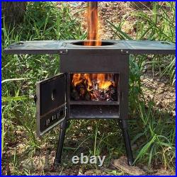 Outdoor Wood Stove with 3 Interlocking Stove Pipes for Home Camping Tent Cooking